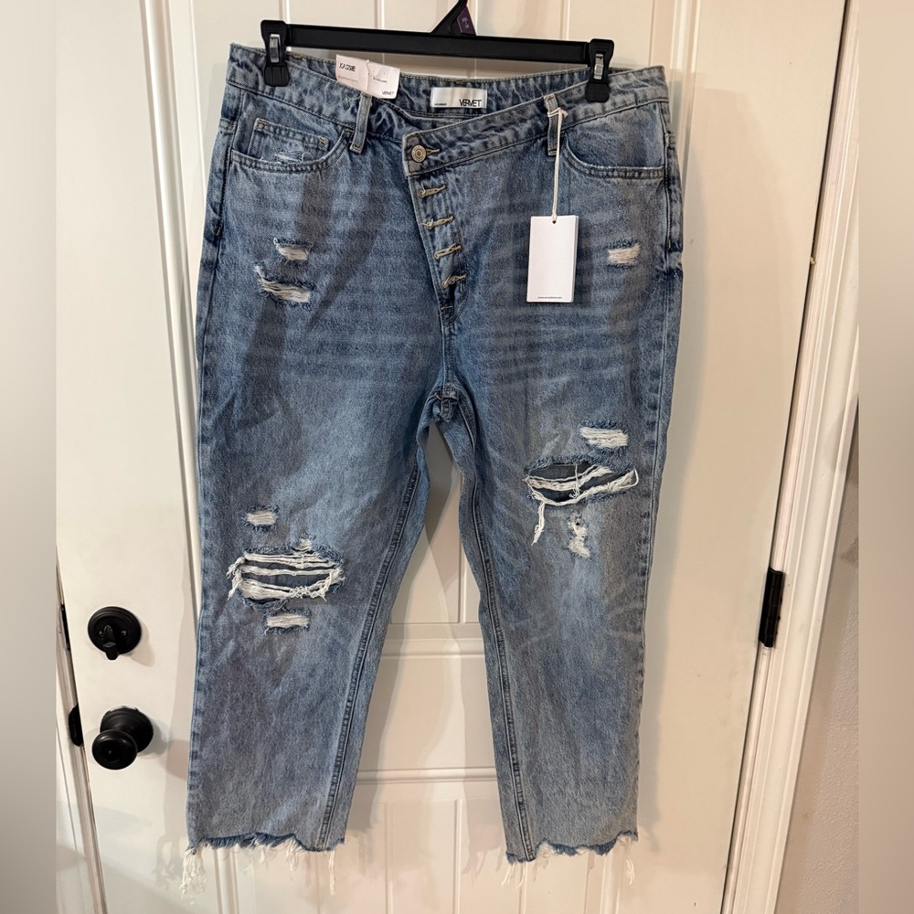 VERVET BY FLYING MONKEY Light Blue Distressed Boyfriend Jeans size 32
